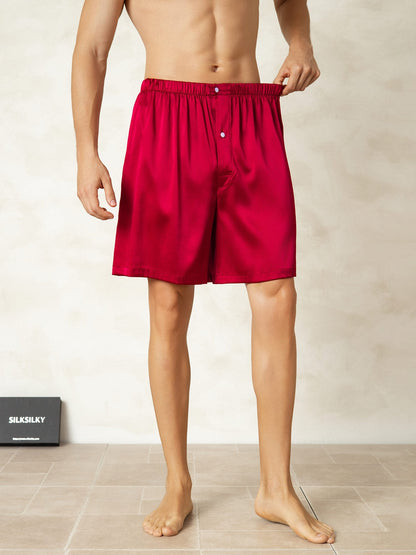 Short En Soie Pure Taille Élastique Shorts De Nuit Pour Hommes