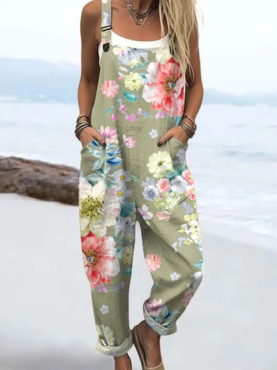 Vintage Floral Jumpsuit Damen - Müheloser Stil & Ganztägiger Komfort