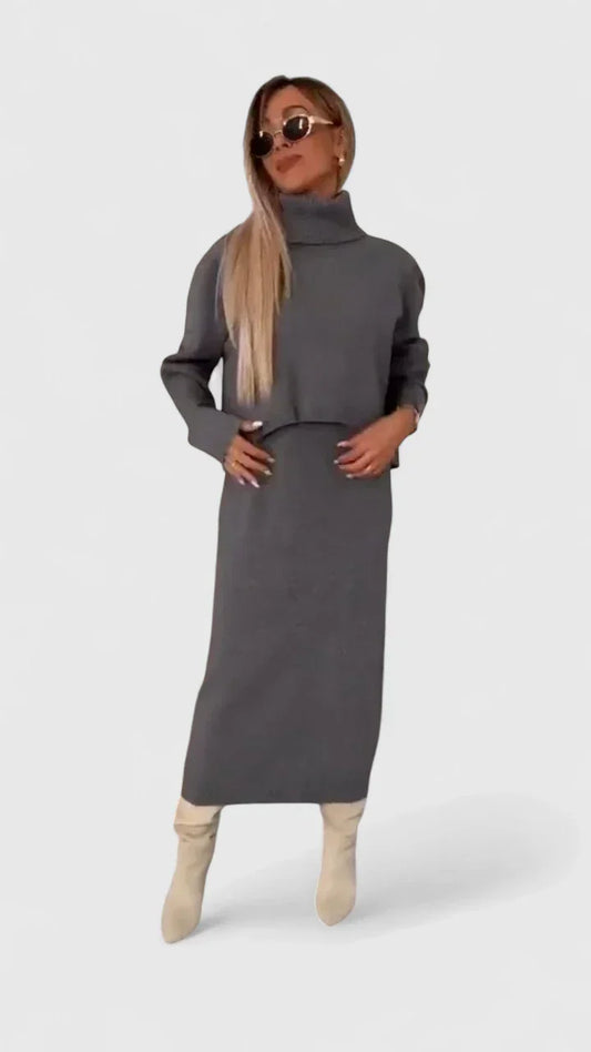 Chrystahl | Elegante jurk en coltrui set