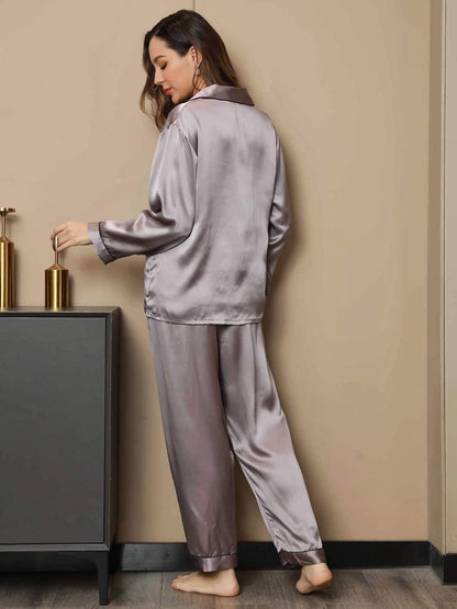 Klassieke Pyjama van Pure Zijde met Biesrand, 2-delig