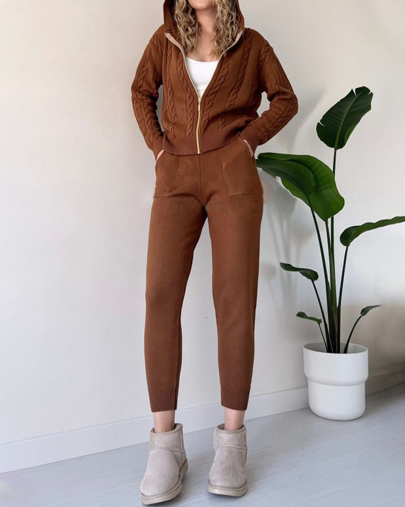 Ania - Casual Twist Jacquard tweedelige set
