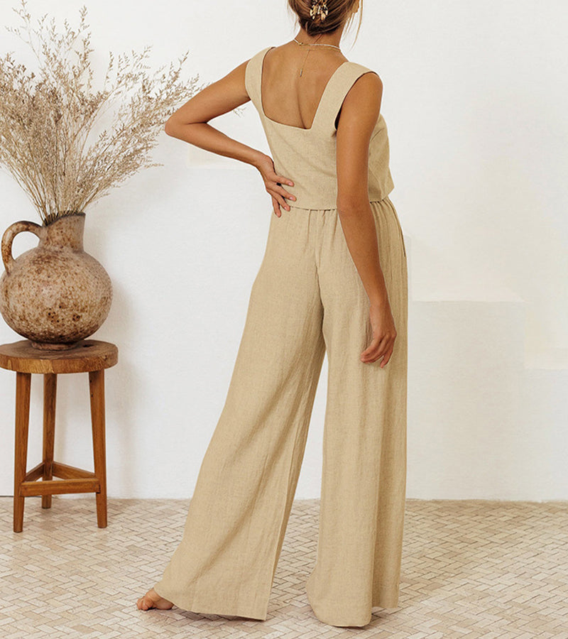 Rosea Set aus Minimalist Top und Hose mit weitem Bein