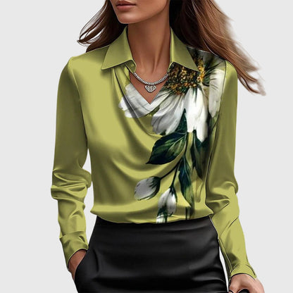 Nia™ – Elegante blouse met gedrapeerde halslijn voor een verfijnde alledaagse stijl