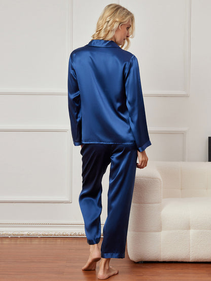 Casual damespyjama van pure zijde met knoopsluiting