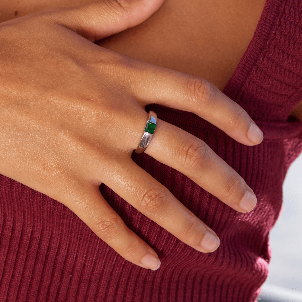 Ember zilveren & smaragden ring