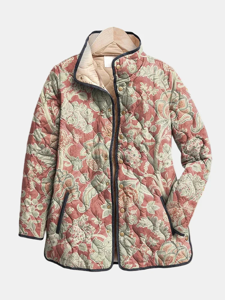 Naya | Lässige gesteppte Jacke mit Vintage-Blumenmuster