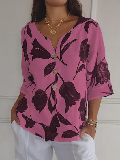 Sanne™ | Bloemenprint blouse met knoopsluiting