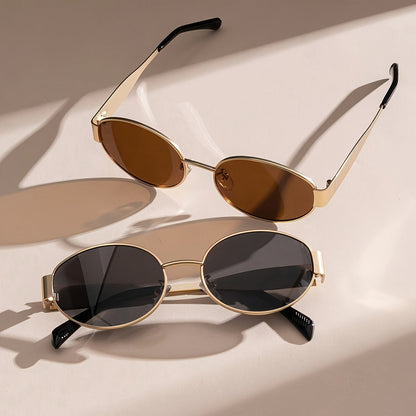 GLAM – Ovale roestvrijstalen bril met polariserende clip-on