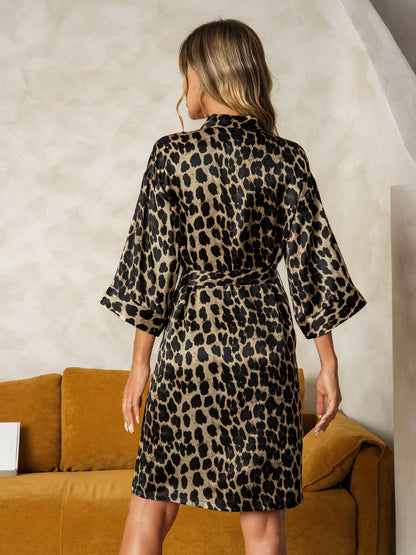 Kimono Peignoir Portefeuille Ceinturée en Pure Soie pour Femme