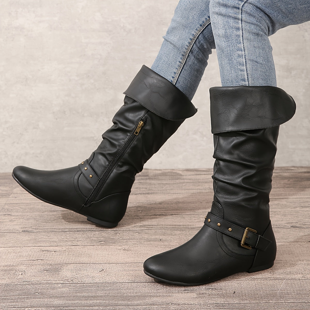 Danica | Damen-Kniehohe Stiefel mit Seitlichem Reißverschluss