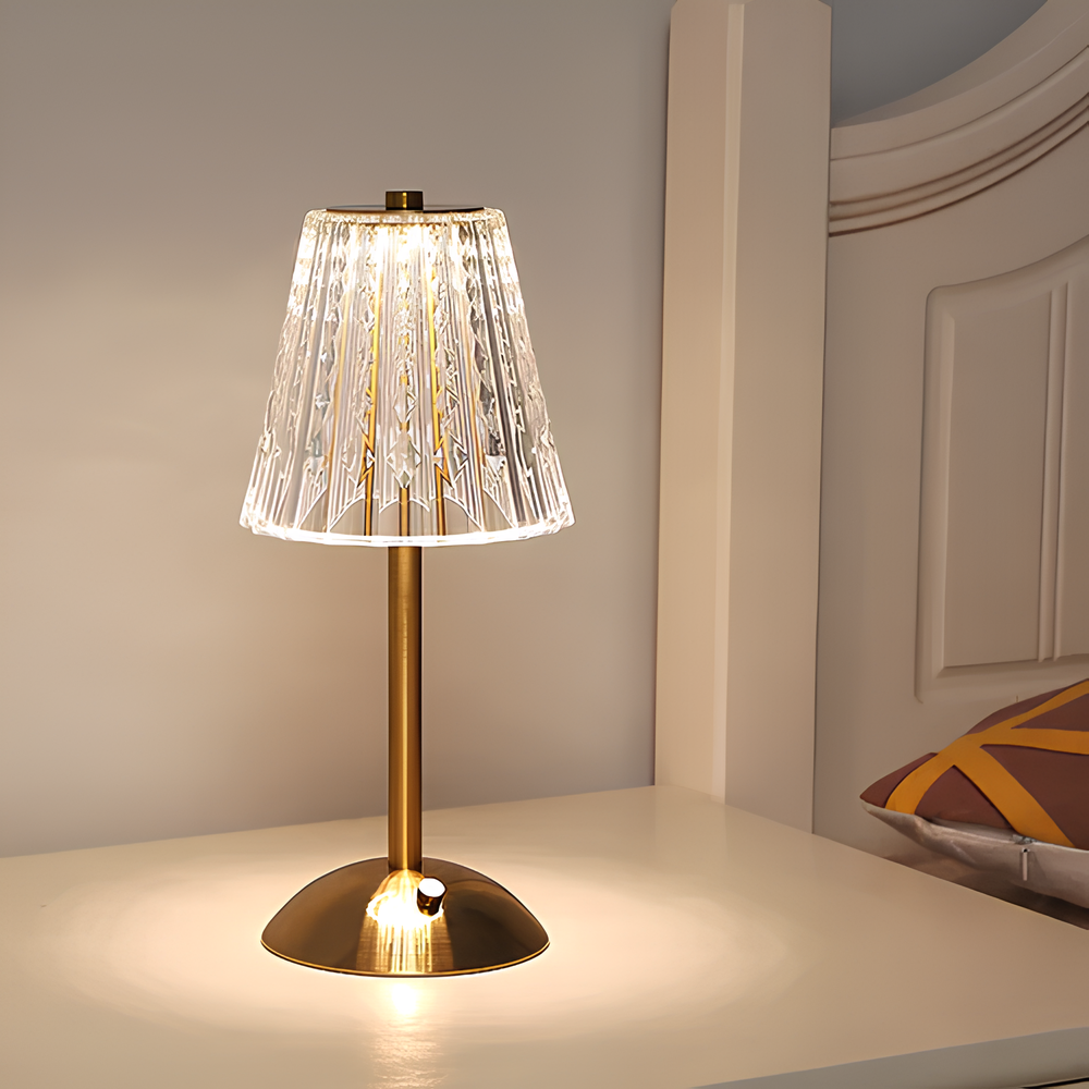 Goldene Kristall-Tischlampe