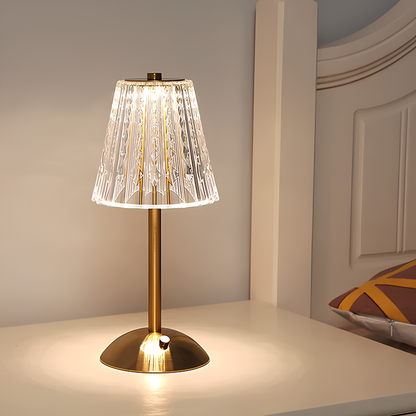 Goldene Kristall-Tischlampe
