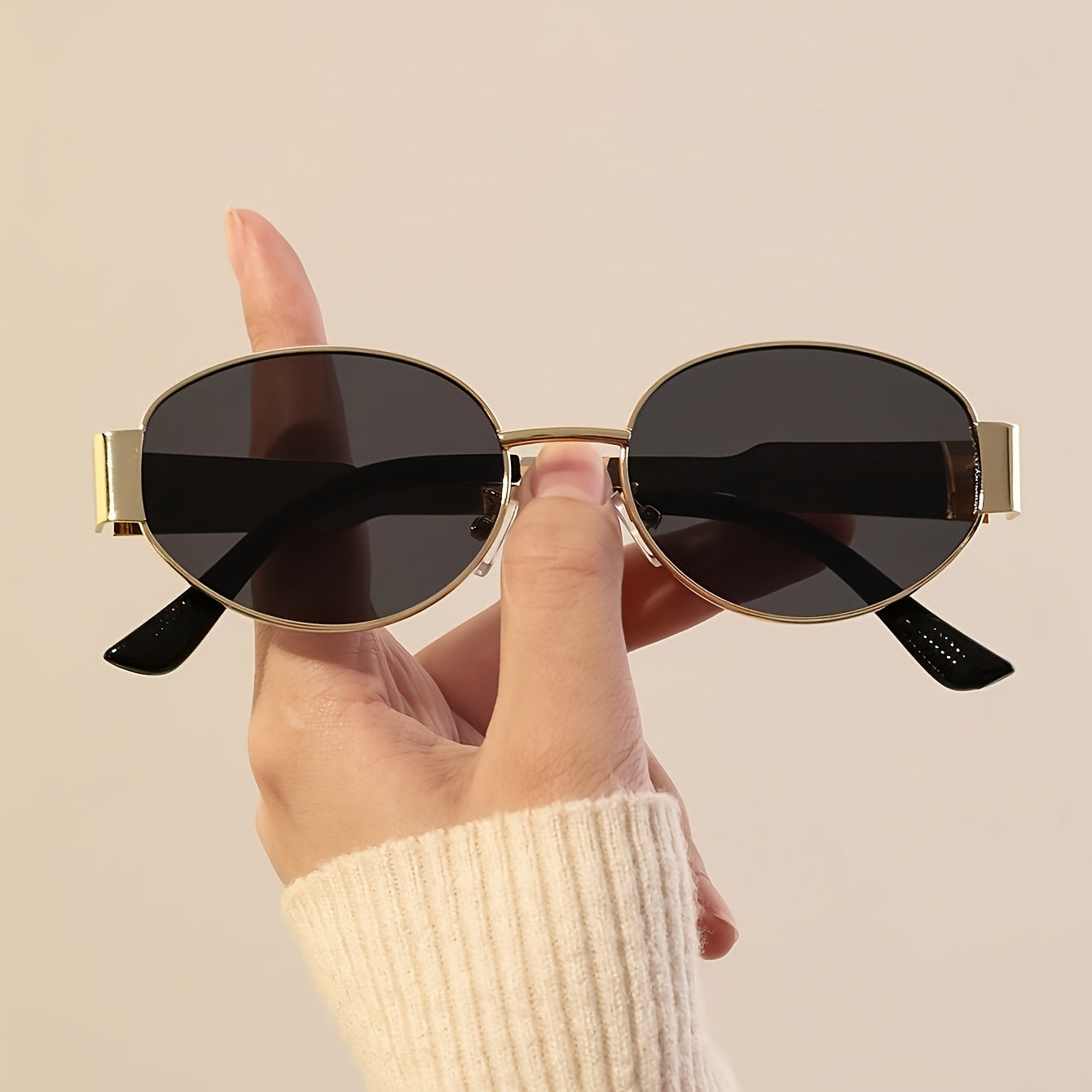 GLAM – Ovale roestvrijstalen bril met polariserende clip-on