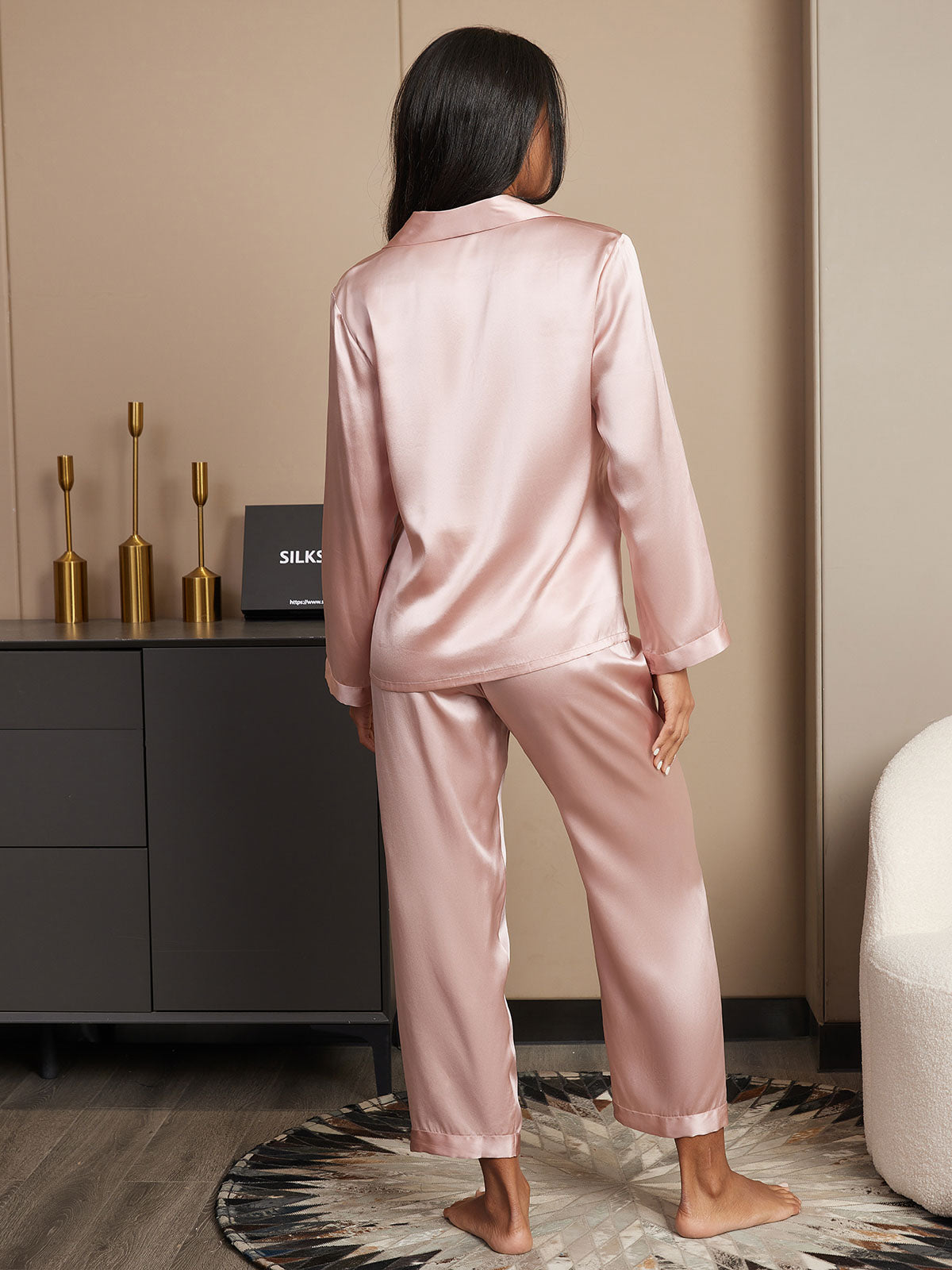Femme Pyjamas Pure Soie Boutons