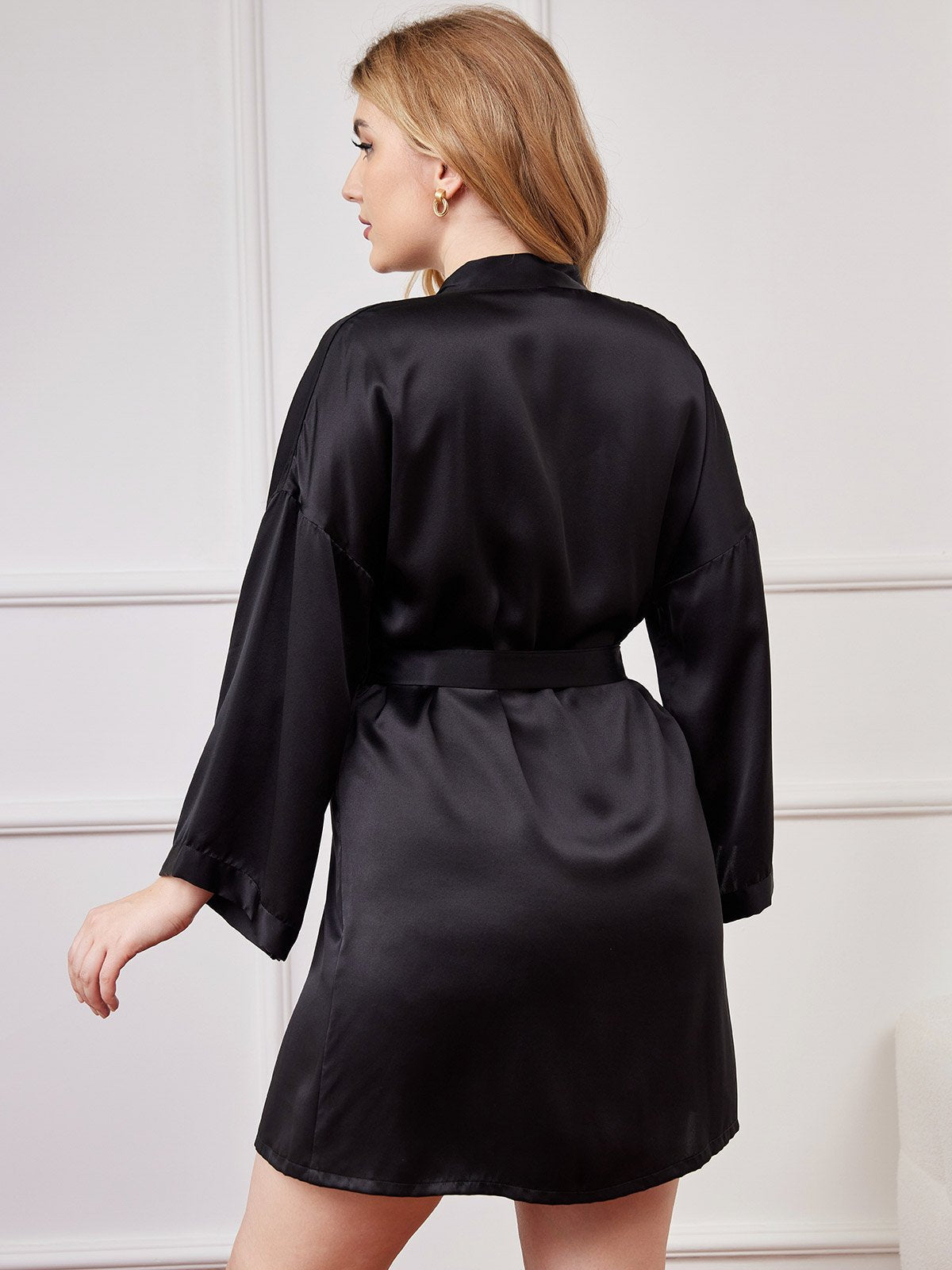 Glanzend Puur Zijden Kimono Badjas Plus Size voor Dames