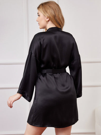 Glanzend Puur Zijden Kimono Badjas Plus Size voor Dames