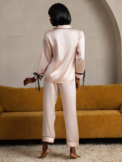 Pure Soie Longues Manches Pantalon Pyjama Set