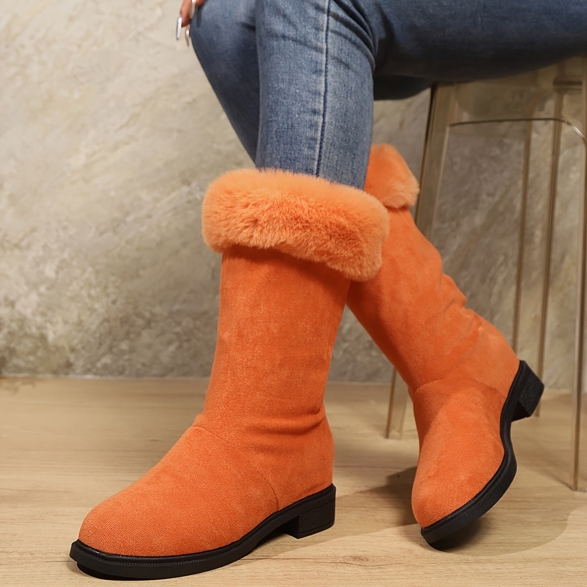 Victoria | Kunstfellgefütterte Stiefel in mittlerer Höhe
