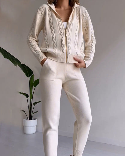 Ania - Casual Twist Jacquard tweedelige set