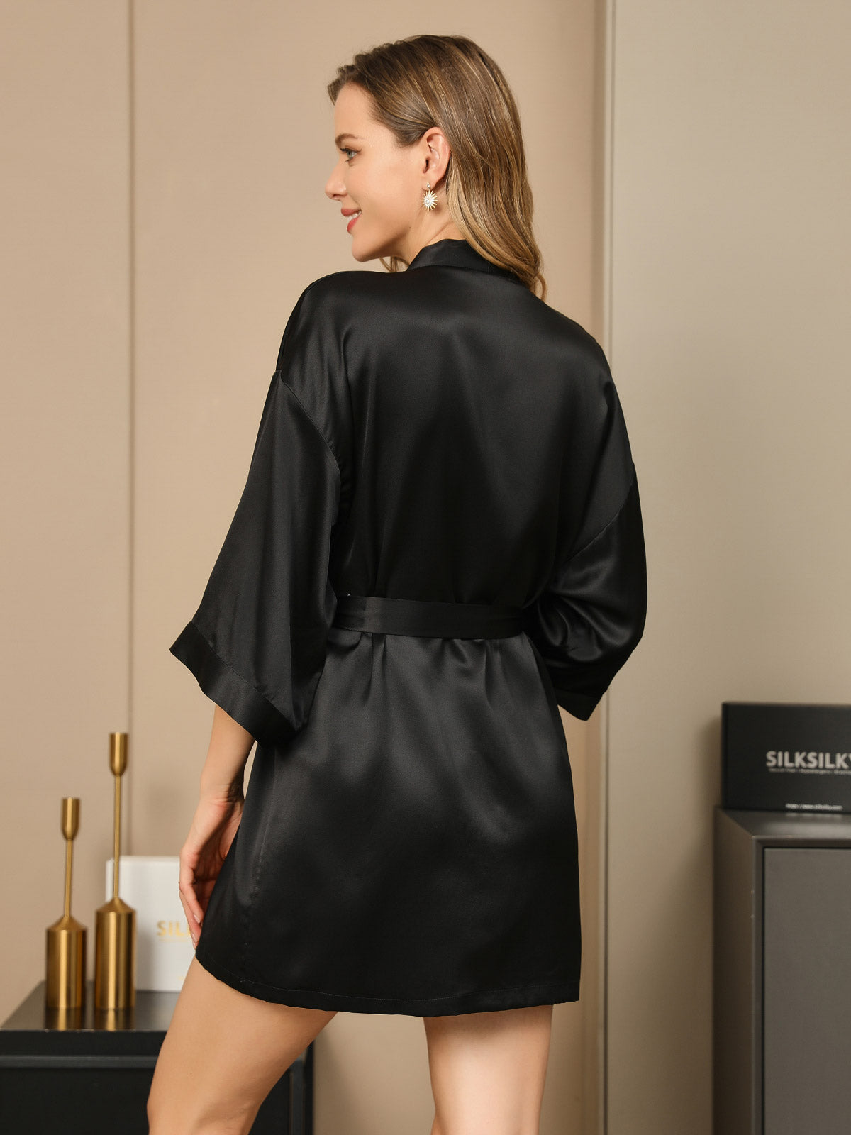 Dames Kimono Kimono Zijden Korte Badjas Glanzend