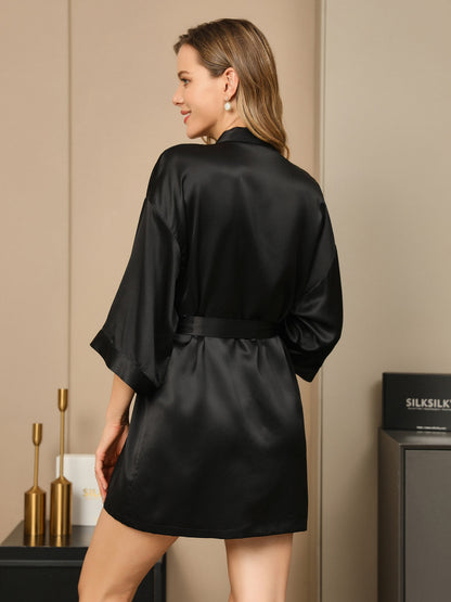 Kimono Peignoir En Soie Pure Brillante Pour Femme