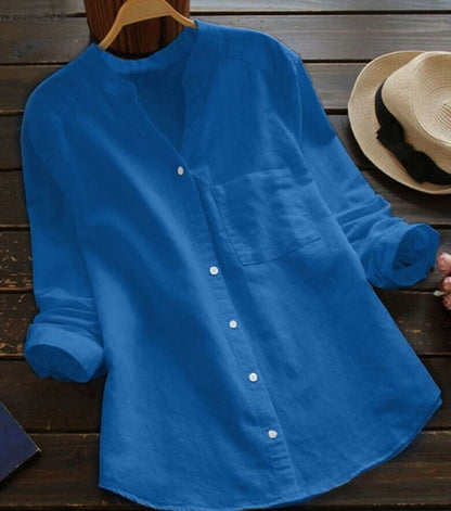 Greta | Stijlvolle linnen blouse met lange mouwen
