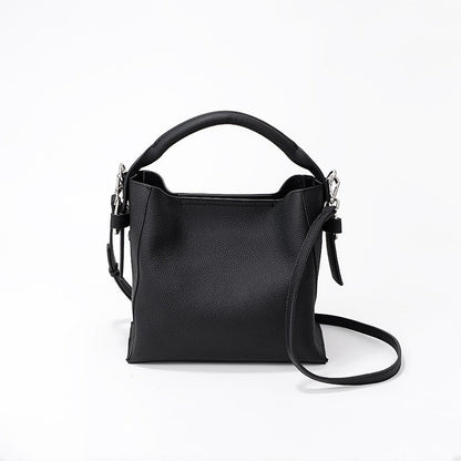 Sac seau pour femme en cuir véritable au design structuré - Bleu clair