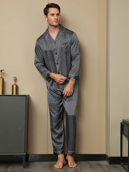 Luxe Zijden Pyjama met Print voor Heren
