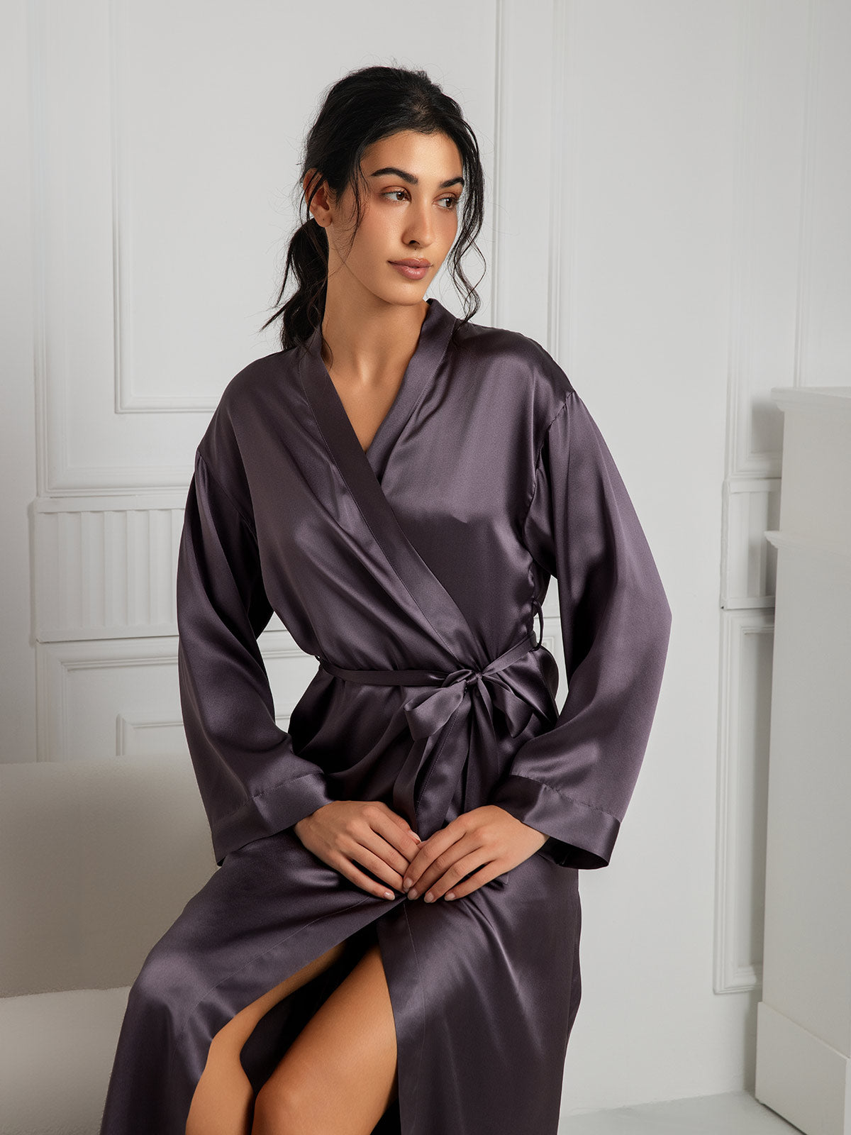 Robe longue élégante en soie pure pour femme