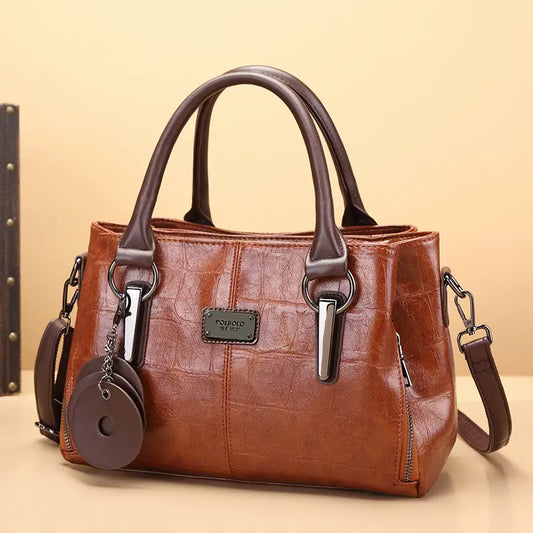 Modische Echtleder Retro Boston Tasche