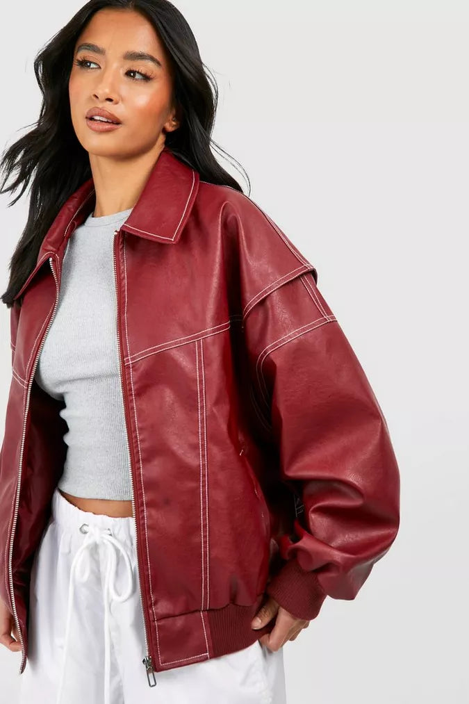 Brigitte - Trendy rode leren jas
