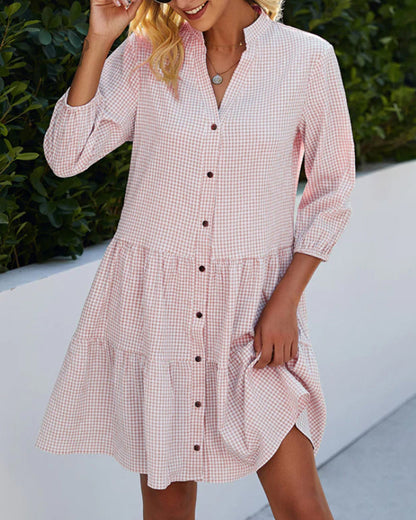 Emilia | Kariertes Midi-Hemdkleid