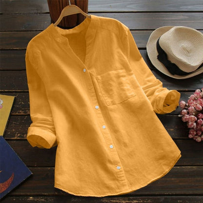 Greta | Stijlvolle linnen blouse met lange mouwen
