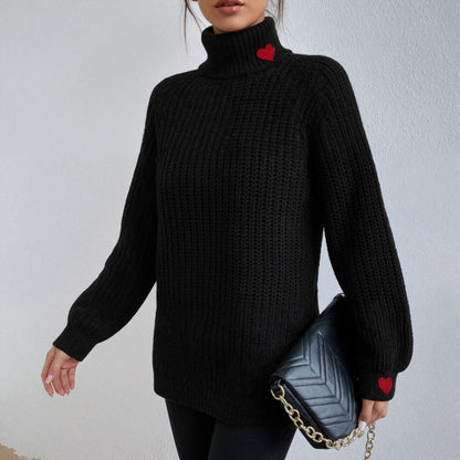Cool Black Plain Long-sleeved Turtleneck Jumper