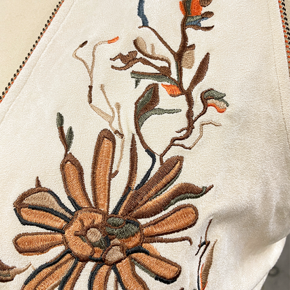 Heren Klassieke Western Cowboy Stijl Dunne Suede Tanktop met Borduurwerk en Diepe V-hals voor Lente en Zomer 00494118K
