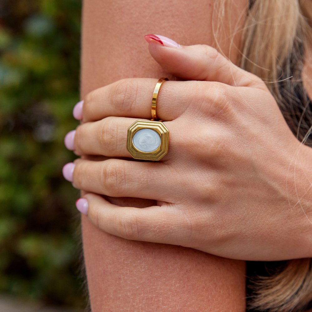 Vintage gouden geometrische ring