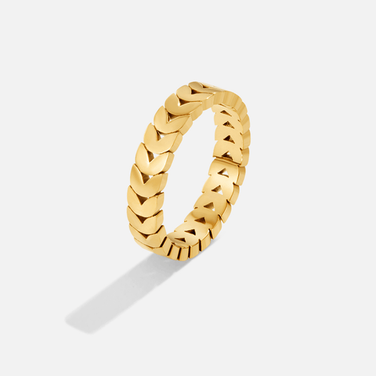 Bague en forme de feuille d'olivier dorée