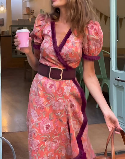 Maeve™ – Elegant Rose Maxi Dress with Soft Feminine Charm