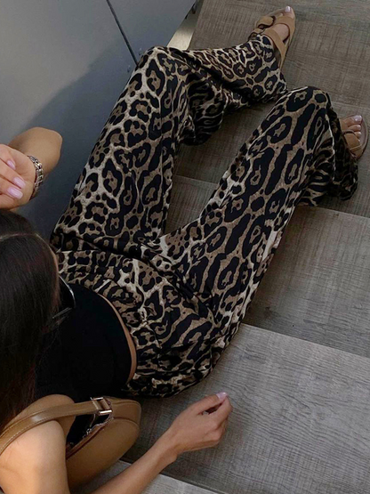 Rosea | Hose mit weitem Bein im Leopardenmuster