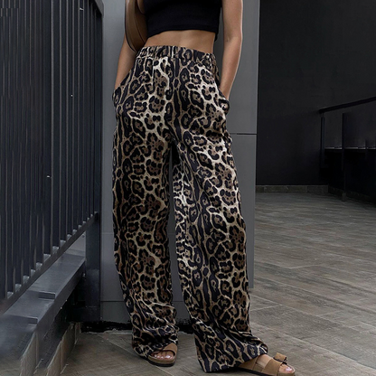 Rosea | Hose mit weitem Bein im Leopardenmuster