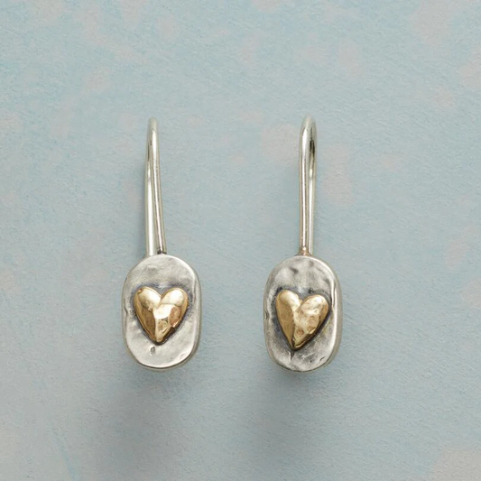 Boucles d'oreilles en cœur en or vintage avec argent