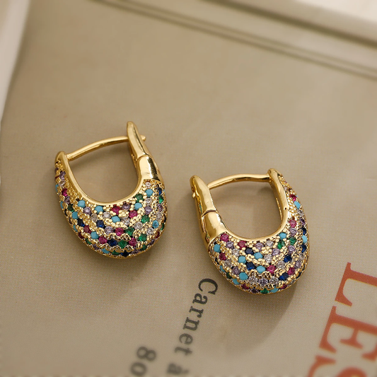 Boucles d'Oreilles Élégantes avec Crystals Colorés