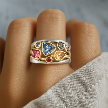 Vintage Bonte Zirkonia Ring