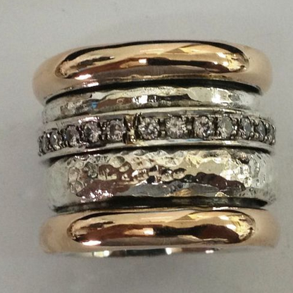 Breiter Vintage-Ring in Gold und Silber