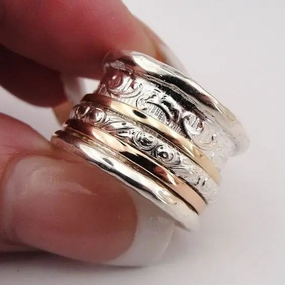 Vintage gouden en zilveren ring