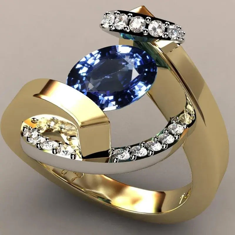 Vintage ring met blauwe zirkoon