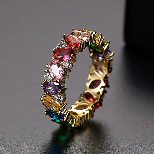 Kleurrijke vintage zirkonium ring