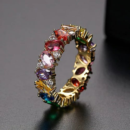 Kleurrijke vintage zirkonium ring