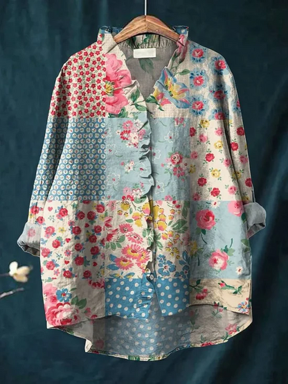 Jenny | Stijlvolle bloemenblouse met knoopjes