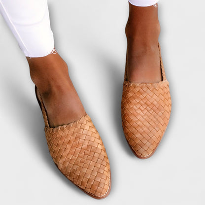 Emma - Gevlochten Leren Mocassins
